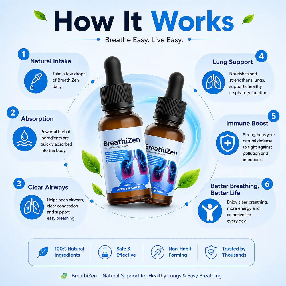How Breathizen works, six-step diagram